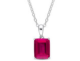 3.69 Carat (ctw) Lab-Created Ruby Octagon Pendant Necklace in Sterling Silver with Chain